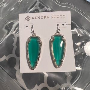 Kendra Scott New & never worn Skylar Mint Green Silver Trimmed Pierced Earrings